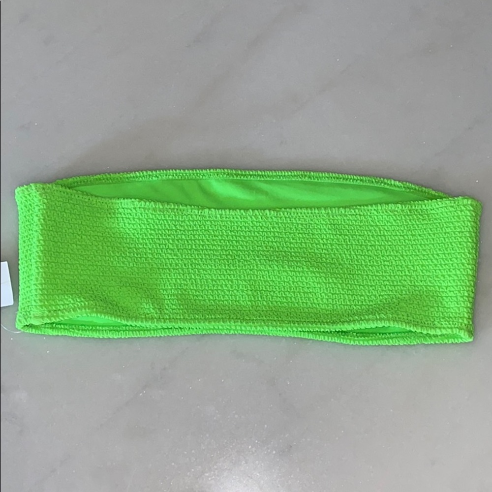 🔥 LA Hearts Neon Green Scrunch Bandeau Bikini Top - Picture 3 of 10